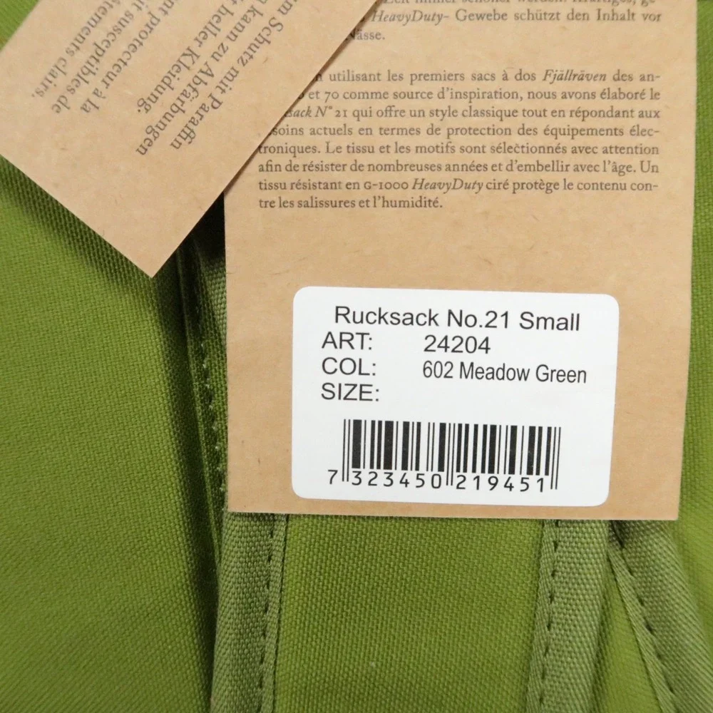 Fjallraven Rucksack No 21 Meadow Green Small Leather Travel Outdoors G 1000
